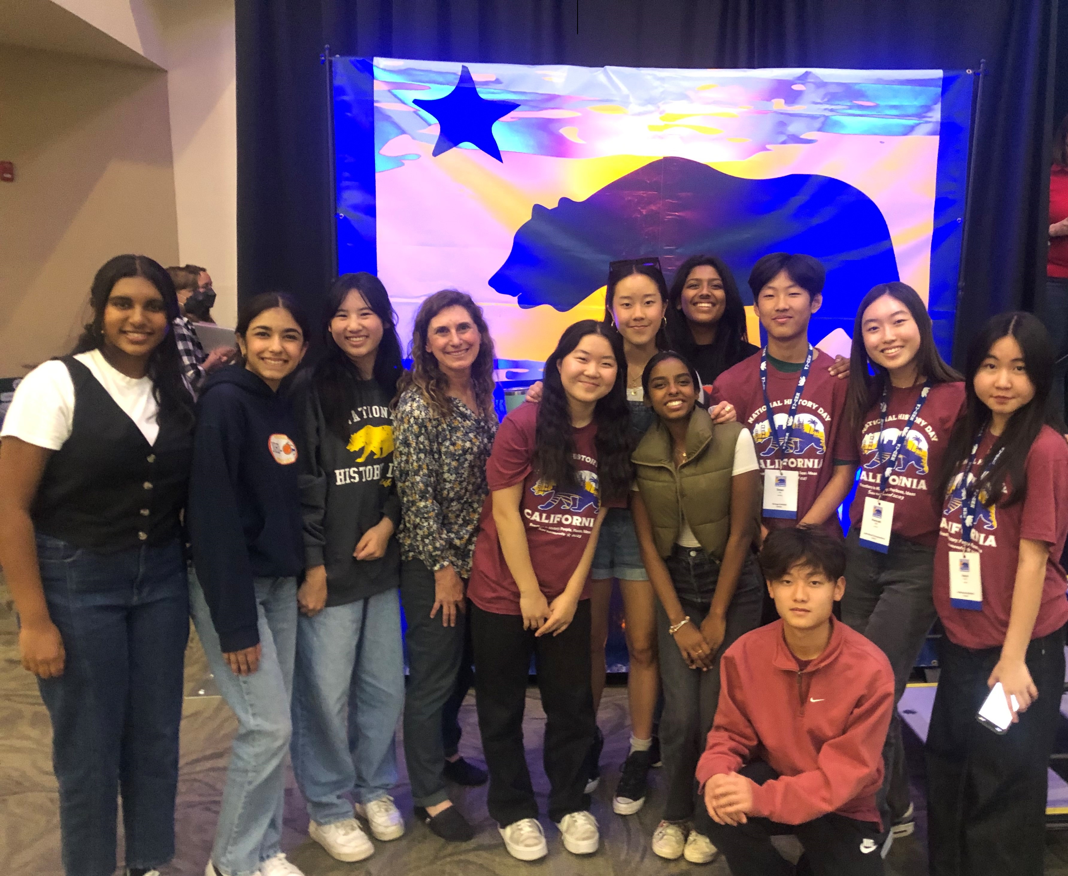 Students from Northwood High School in Irvine Unified School District with NHD-OC Contest Coordinator, Julie Hull