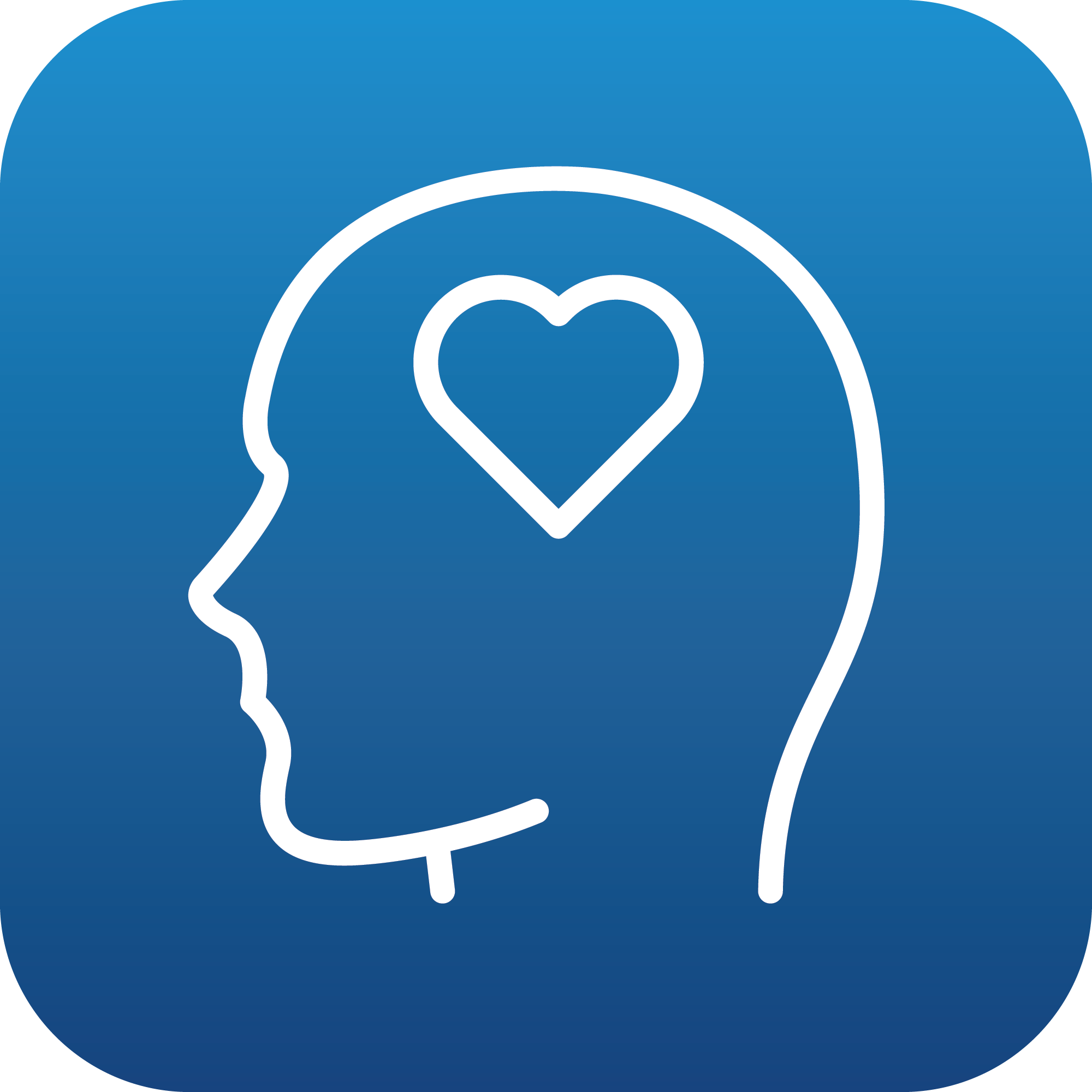 Icon of head with a heart where the brain usually is