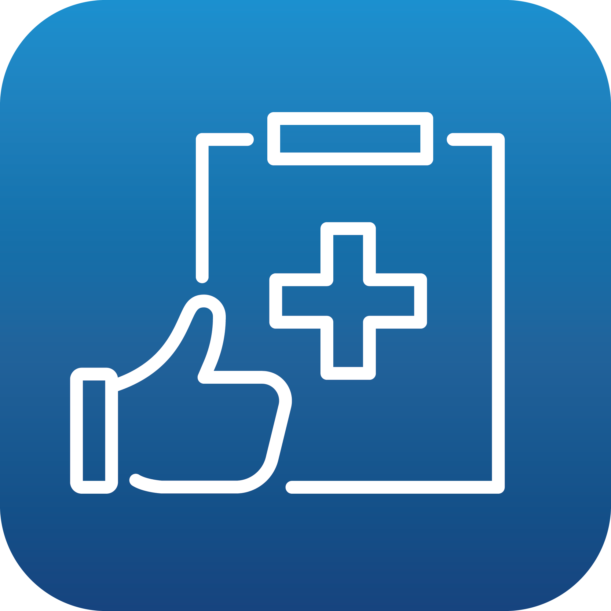 Flat icon of health chart and a thumbs up