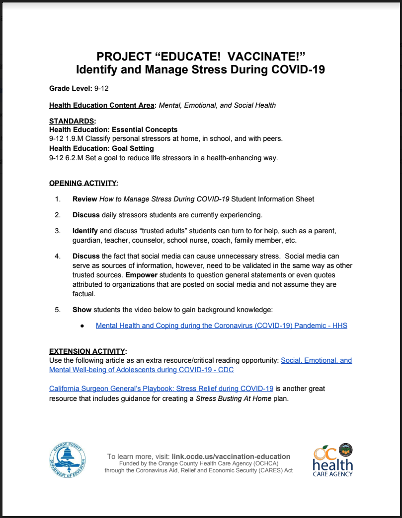 Identify and Manage Stress