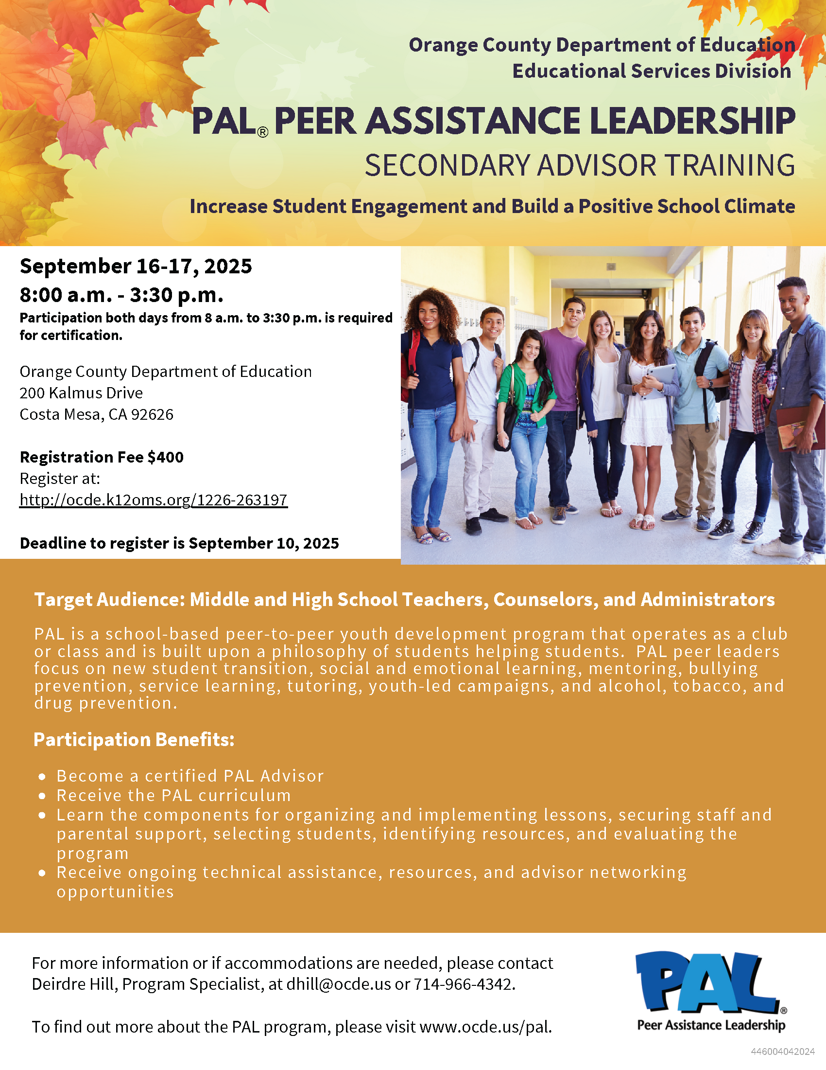 Secondary PAL Training  Flyer Fall 2024 (1).png