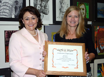 Board Member Dr. Alexandria Coronado with Pam Allison, Project HOPE School Volunteer, Orange County Department of Education
